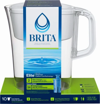 10-Cup Water Pitcher with Elite Filter, Bright White