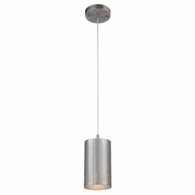 Phelps Indoor Mini Pendant Light Fixture, Brushed Nickel, Perforated Metal Shade