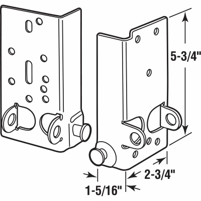 Bottom Lifting Garage Door Brackets for 7/16 Inch Diameter Roller Stems, 1 Set