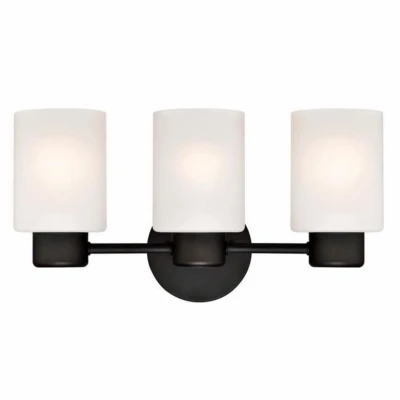 Sylvestre 3 Light Indoor Wall Fixture, Clear Glass Shades, Oil Rubbed Bronze Finish