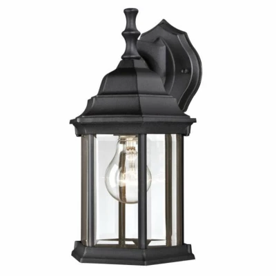 Outdoor Wall Light Fixture, Textured Black Aluminum
