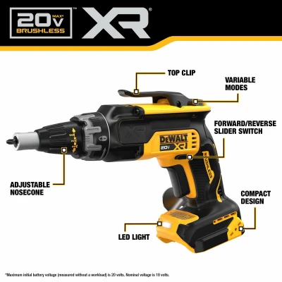 20-Volt XR Cordless Brushless Drywall Screw Gun, Battery and Charger Not Included, Tool Only