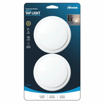 LED Utility Light, Tap On/Off, Battery Operated, 2-Pk.