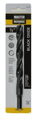 Black Oxide Drill Bit, Jobber Length, .5 x 6 In.