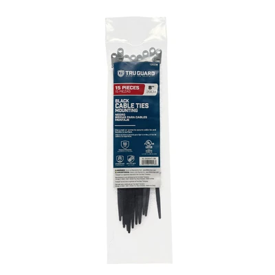 Black Mounting Cable Ties, 8 Inch Length, 15 Pieces Pack