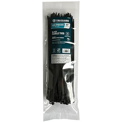 Self-Locking Cable Ties, Black, 11 In., 100-Pk.