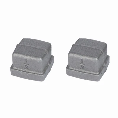 Coda Resourses Black Pipe Square Cap, 1/2 In., 2-Pk