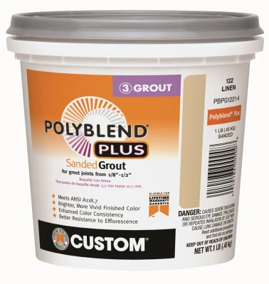 Polyblend Plus Sanded Grout, Linen Color, 1 Pound Tub, Model Pbpg1221-4