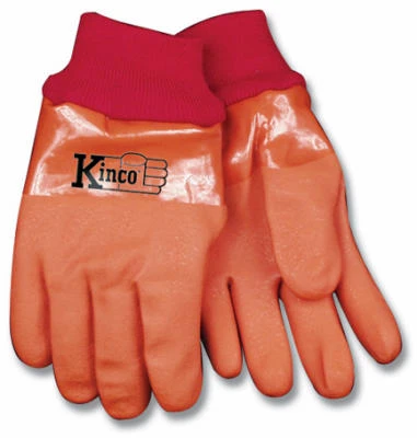 Winter Full PVC Gloves, Lined, Amber Color, Men's L