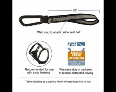 Dog Seat Belt Safety Tether with Heavy Duty Carabiner for Vehicle Restraint