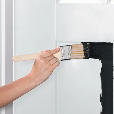 Door and Trim Paint, Interior and Exterior Use, Water Based Satin Finish, Black, Quart