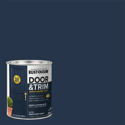 Quart of Interior and Exterior Water Based Satin Door and Trim Paint in Nantucket Navy