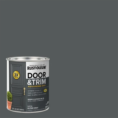 Quart of Satin Alpine Gray Water Based Interior and Exterior Door and Trim Paint
