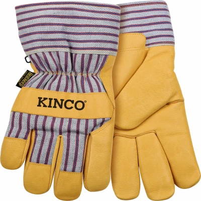 Men's Premium Grain Pigskin Leather Palm Work Gloves, Medium Size