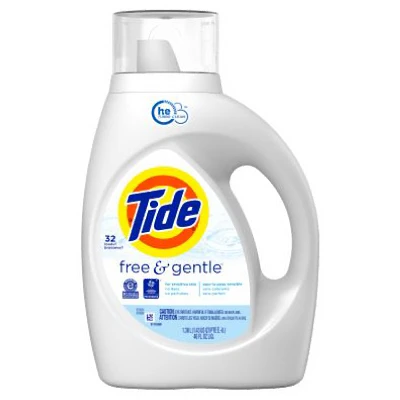 Free & Gentle Liquid Laundry Detergent, HE Compatible, 32 Loads, 42 fl. oz.