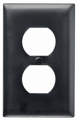 Pass and Seymour 1-Duplex Outlet Nylon Wall Plate, 1-Gang, Black Finish