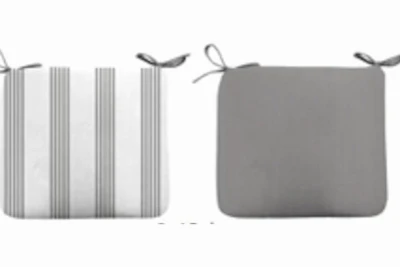 Gray Striped Patio Seat Pad Cushion, 18 Inches by 15 Inches by 3.5 Inches Thick