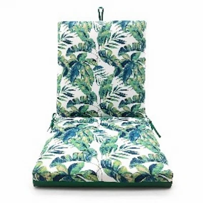Patio Seat Cushion, Green Leaves, 44 X 21 X 4 Inches, Model 254018w