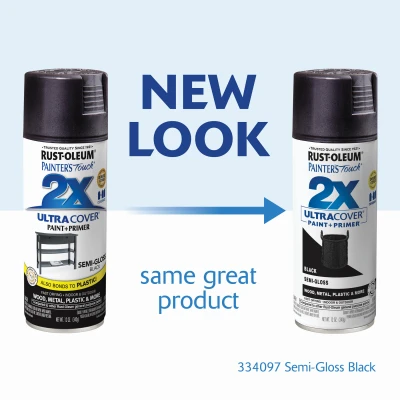Painter's Touch 2x Ultra Cover 12 Oz. Semi-gloss Black Spray Paint