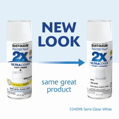 Painter's Touch 2x Ultra Cover 12 Oz. Semi-gloss White Spray Paint