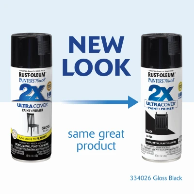 Painter's Touch 2X Gloss Black Spray Paint, 12 Ounce Can