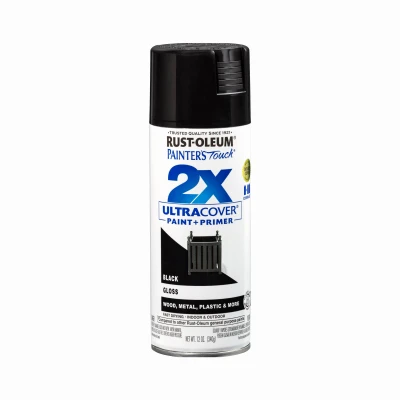 Painter's Touch 2X Gloss Black Spray Paint, 12 Ounce Can