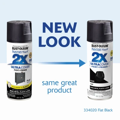 Painter's Touch 2X Spray Paint, Flat Black, 12-oz.