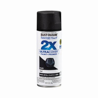 Painter's Touch 2X Spray Paint, Flat Black, 12-oz.