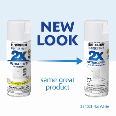 Painter's Touch 2x Ultra Cover 12 Oz. Flat White Spray Paint + Primer