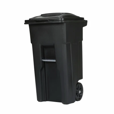 Trash Can with Wheels & Lid, Black, 32 Gallons