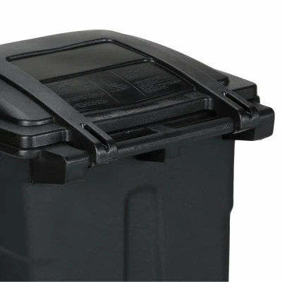 Black Wheeled Trash Can with Lid, 48 Gallons Capacity, Durable Outdoor Waste Container