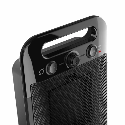 Oscillating Personal Tabletop Ceramic Space Heater with Adjustable Thermostat in Black