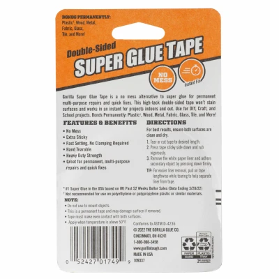 Super Glue Double-Sided Tape, 20 Ft.