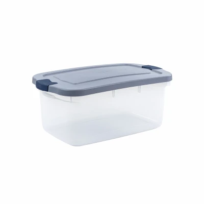 Roughneck Clear Storage Bin, Break-Resistant, Stackable, 50 Qt.