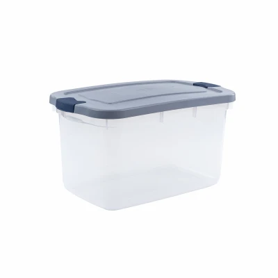 Roughneck Clear Storage Bin, Break-Resistant, Stackable, 66 Qt.