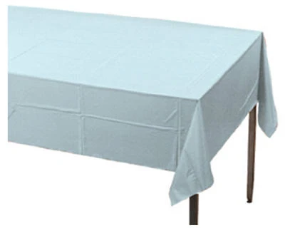 Pastel Blue Plastic Table Cover, 54 Inches by 108 Inches