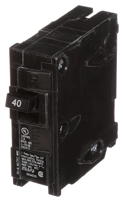 Single Pole Circuit Breaker, 1 In. Space, 40 Amp
