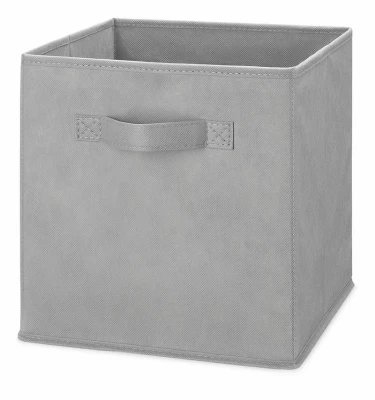 Fabric Storage Cube, Collapsible, Light Gray, 10.5 x 10.5 x 11 In.