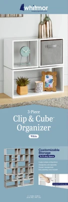 3-Pc. Cube Storage Organizer Set, Laminate with Locking Clips