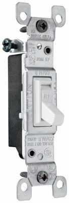 Pass & Seymour Toggle Switch, Single Pole, White, 120-Volt, 15-Amp