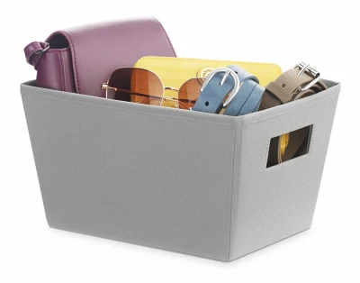 Gray Fabric Storage Tote with Handles, 11 Inches by 8 Inches by 6 Inches