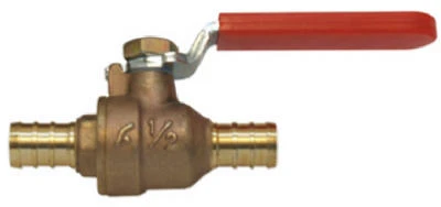 Full Port Ball Valve, 1/4 Turn, 1 x 1 In. Brass Pex Barb