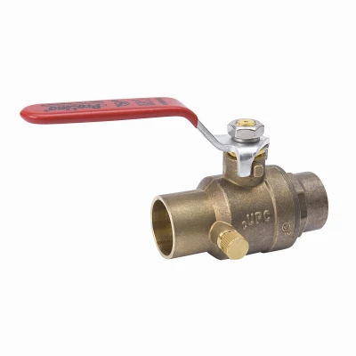 Stop & Waste Ball Valve, Lead Free, Forged Brass, 1/2 In.