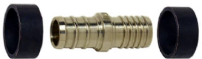 Pex Pipe Coupling, 3/8 Brass Barb x 3/8 In. Brass