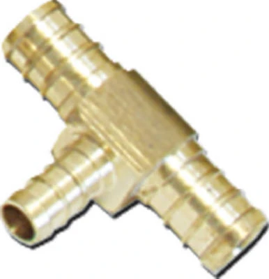 Barb Pex Tee, Lead-Free Brass, 3/8 x 3/8 x 3/8 In.