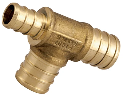Barb Pex Tee, Lead-Free Brass, 3/4 x 1/2 x 3/4 In.