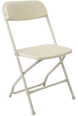 White Plastic Folding Chair With Metal Frame, Model 2180, Comfortable And Stackable