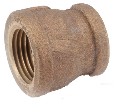 Pipe Fitting, Reducing Coupling, Lead Free Rough Brass, 3/4 x 1/2 In.