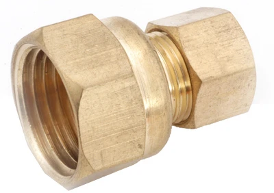 Compression Fitting, Connector, Lead Free Brass, 1/2 Compression x 3/8 In. FPT