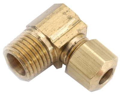 Pipe Fitting, Elbow, 90-Degree, Lead Free Brass, 1/4 Compression x 1/4 In. MPT